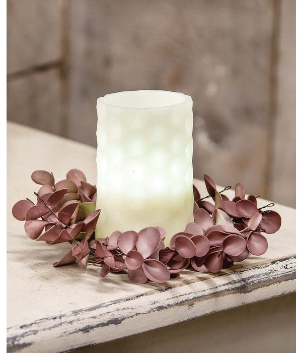 Burgundy Fall Ombre Eucalyptus Leaf Candle Ring