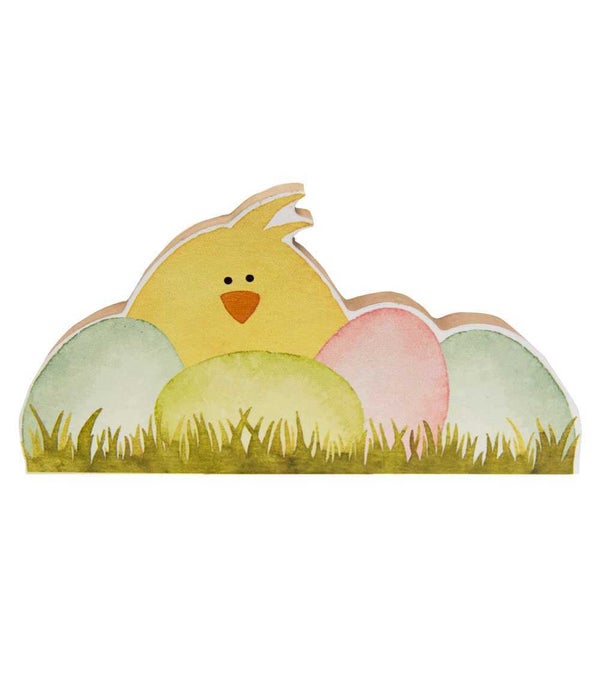 Chick w/Easter Eggs Chunky Shelf Sitter -