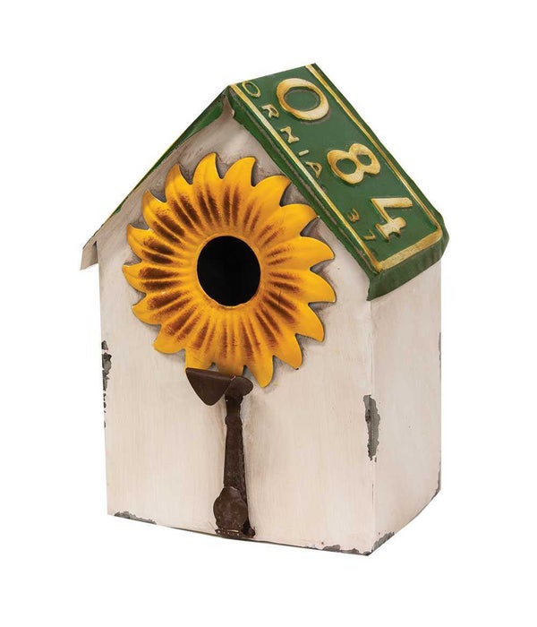 Vintage License Sunflower Birdhouse-Metal.. -