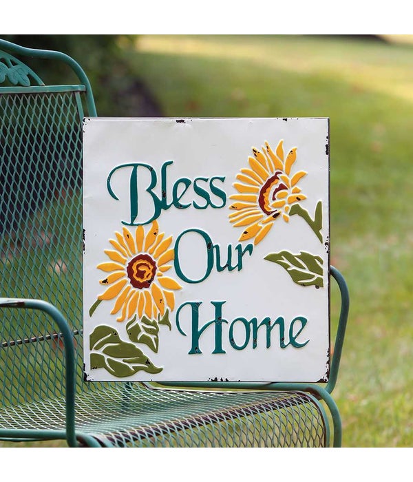Bless Our Home Vintage Metal Wall Plaque.. -