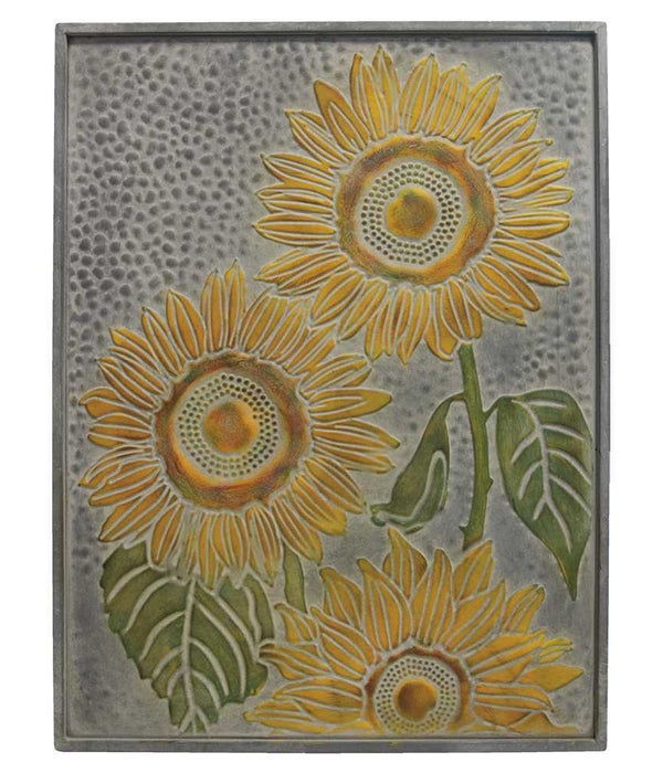 Hammered & Embossed Metal Sunflower Plaque - 18.5L  x  .25 dp  x  24.5H in.