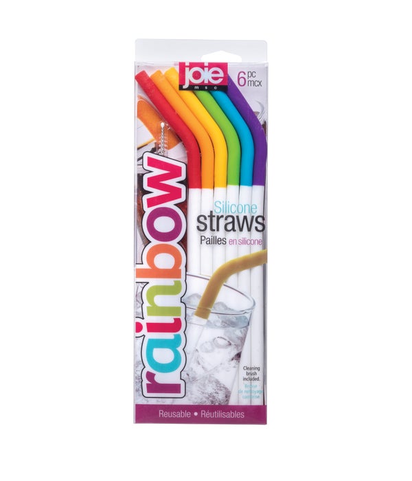 Rainbow Silicone Straws - EA