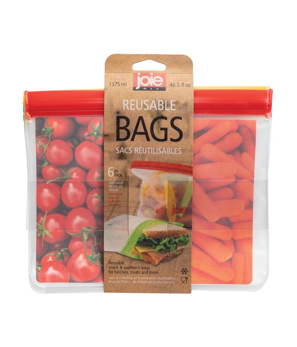 Reusable PEVA Bags - 46.5 oz. (6 pc Card)