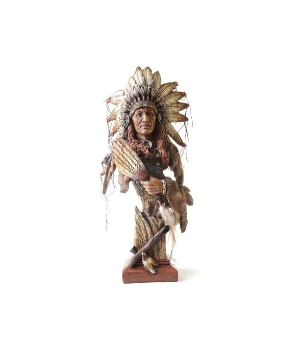 NATIVE AMERICAN Chief Figurine 15 in. H