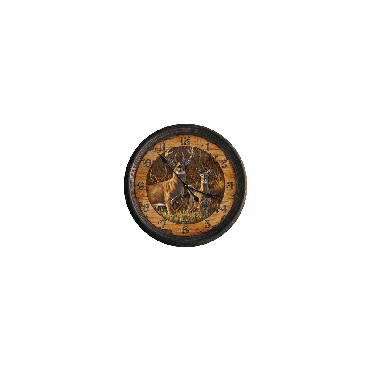 Clock 15-inch - Buck and Doe (Rusted)