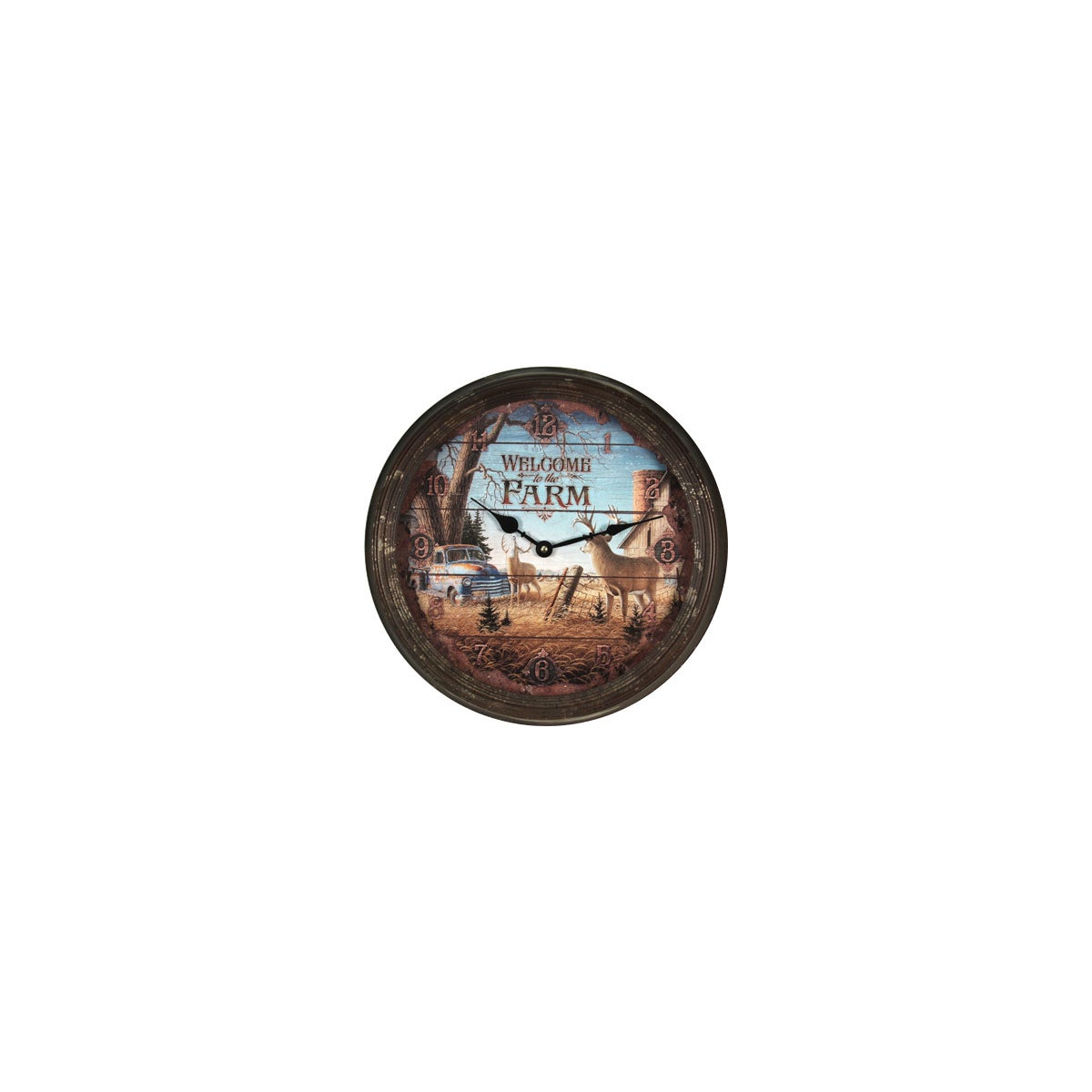 Clock 15-inch - Deer Scene (Rusted)