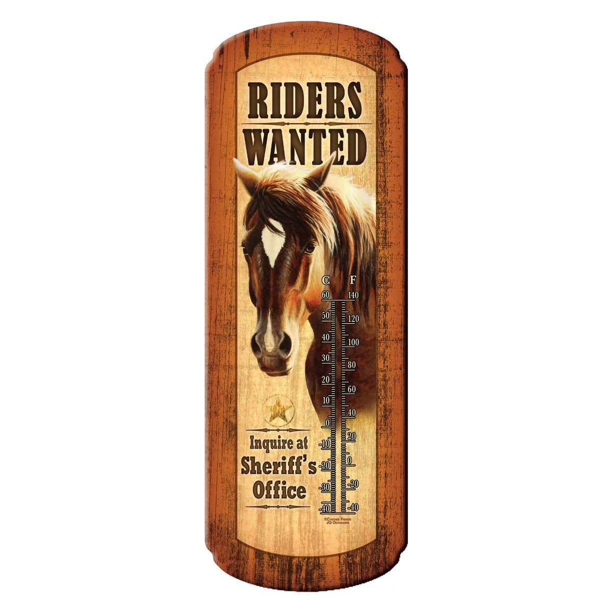 Tin Thermometer - Riders Wanted