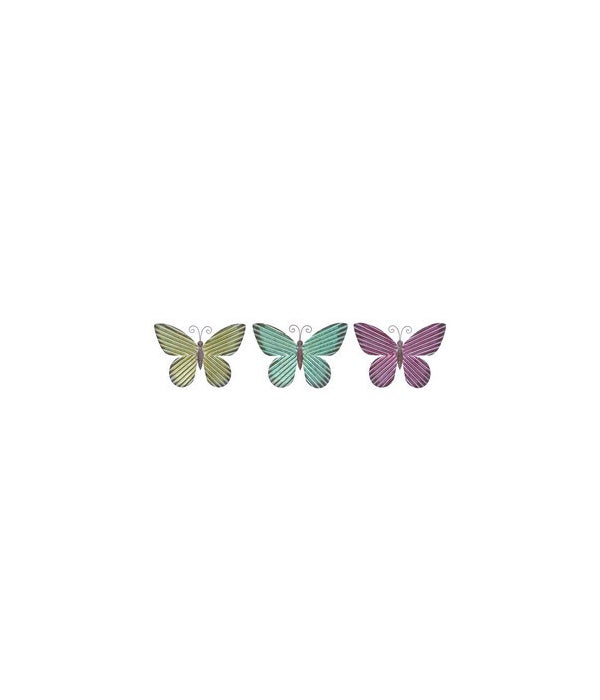 Metal Corrugated Butterfly 3 Asst 21.5 x 4.75 x 17 .in