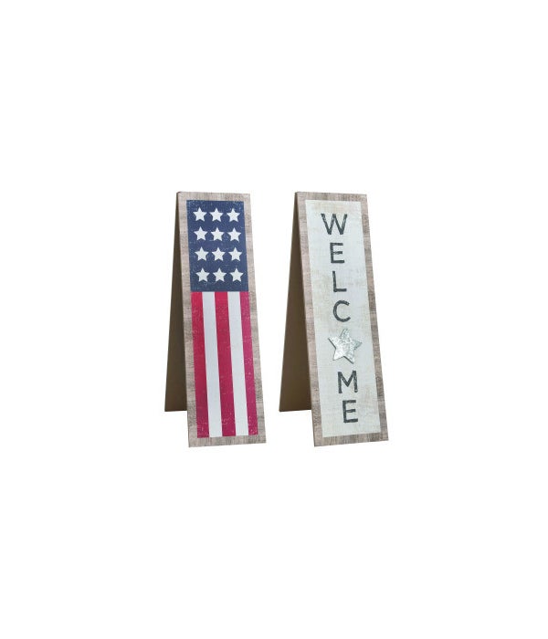 MDF Easel Welcome/American Flag Porch Decor 9.5 x 1.25 x 31.5 .in