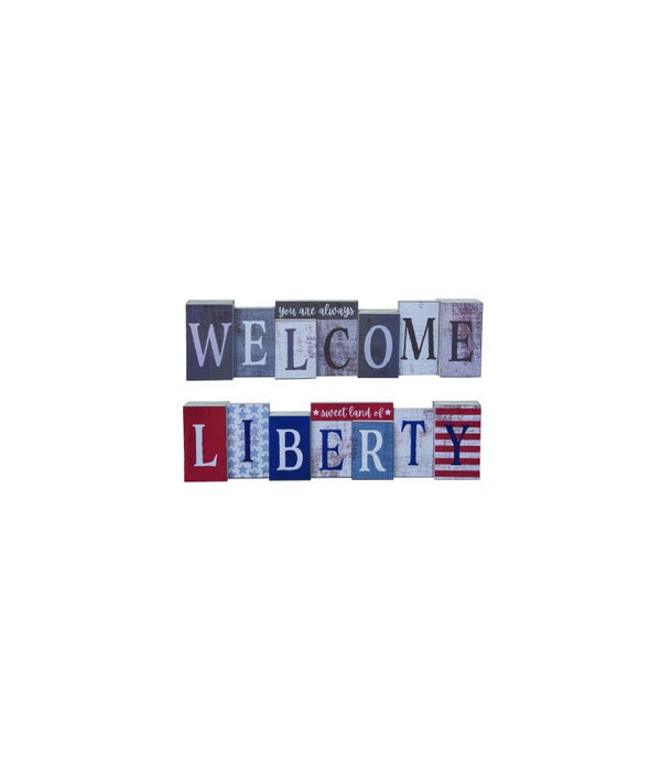 MDF Reversible Welcome/Liberty Home Decor 16.5 x 1.96 x 4.3 .in