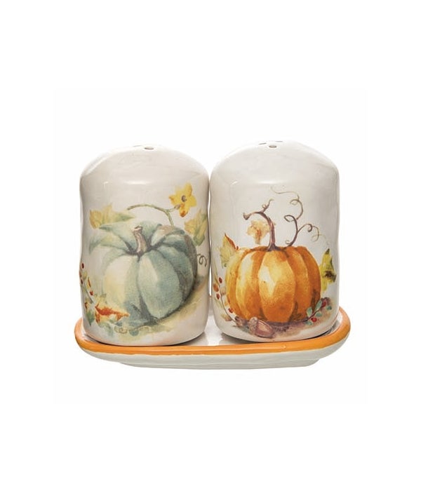 Dol Painted Pumpkins S/P w/Tray S/3