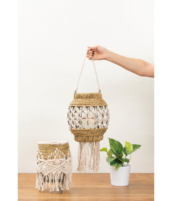 Natural Seagrass Hanging Lantern -