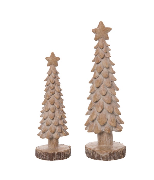 Res Rustic Christmas Trees S/2 -