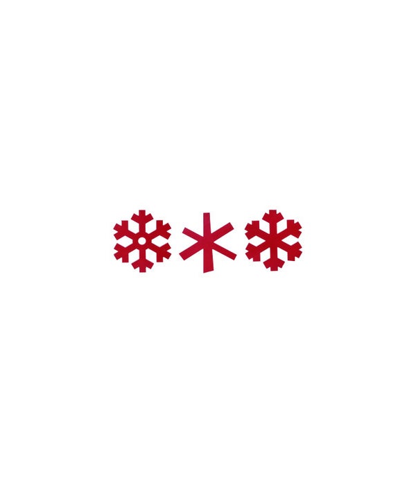 MDF Red Snowflake Wall Decor 3 Asst -