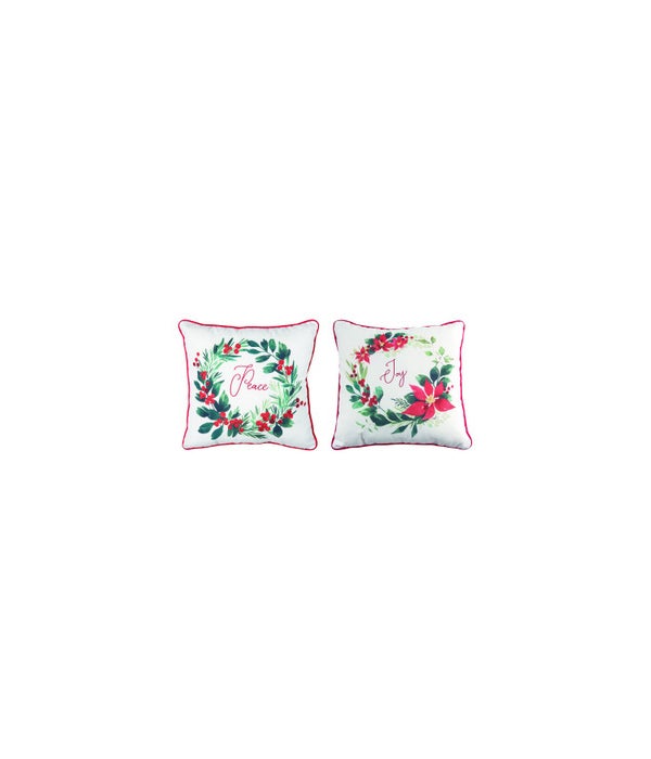 Fabric Holiday Flourish Pillow 2 Asst -