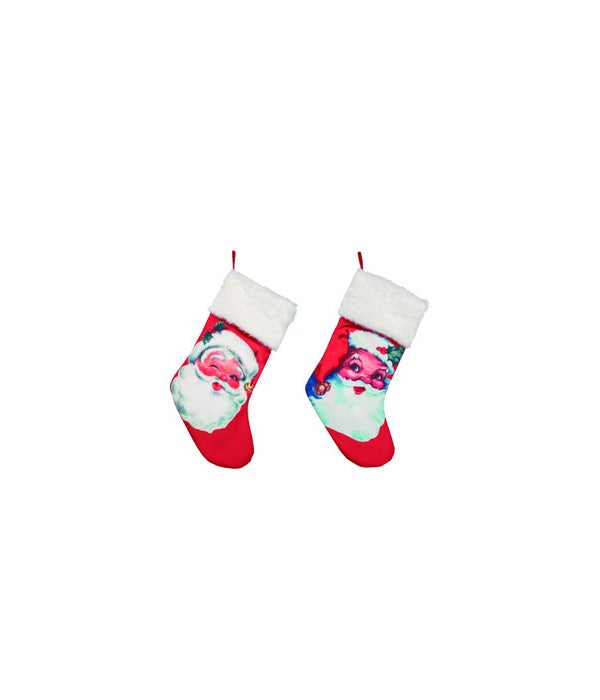 Fabric Snowman / Santa Printed Stocking 2 Asst -