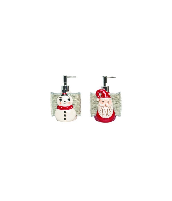 Dol Santa & Snowman Soap Dispenser / Sponge Holder 2 Asst -