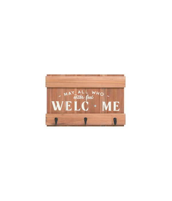 Wood Magnetic Interchangeable Welcome Sign w/Hooks