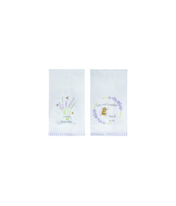 Cotton Lavender Whipstich Edge Tea Towels 2 Asst -