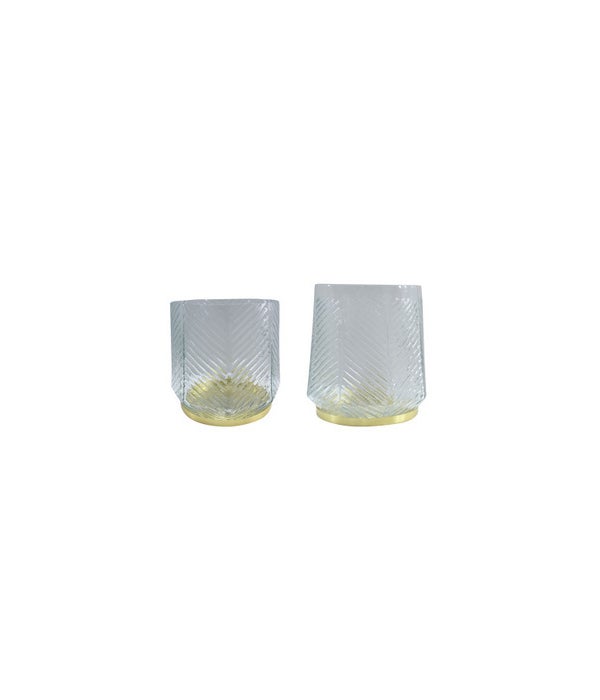 Glass/Metal Candle Holder S/2
