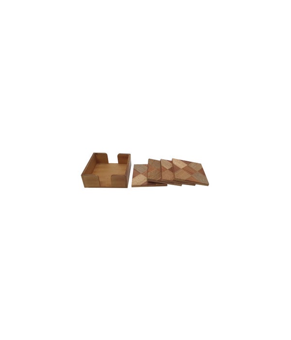 Wood/MDF Coaster S/5 with Holder -
