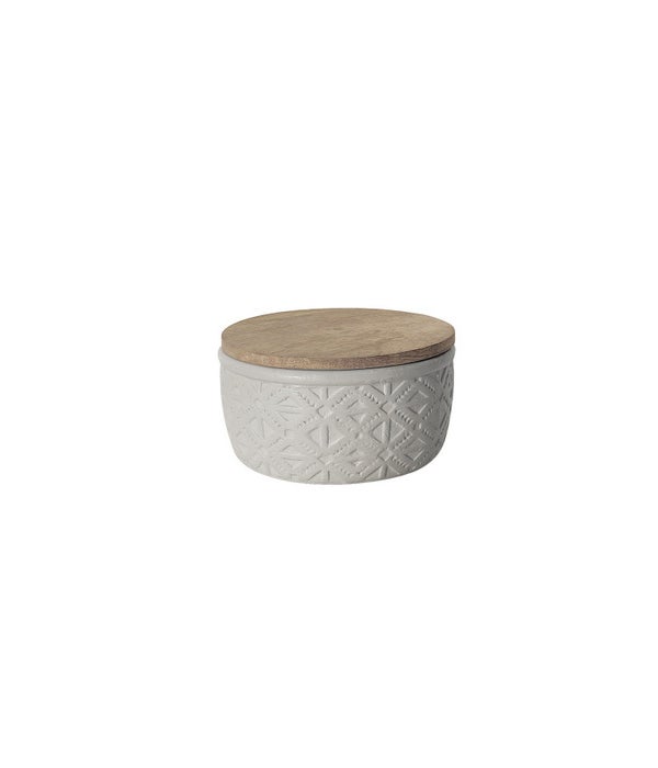 Concrete Engraved Sandalwood Soy Wax Candle w/ Lid Lg