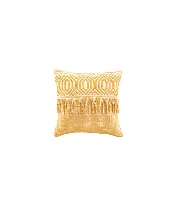 Cotton Yellow Pillow with Tassels -