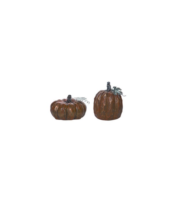 Lg Copper Hammered Pumpkin 2 Asst -