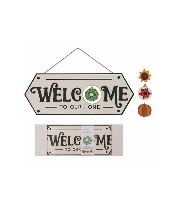 MDF Welcome Sign w/Interchangeable Hanging Icon S/5
