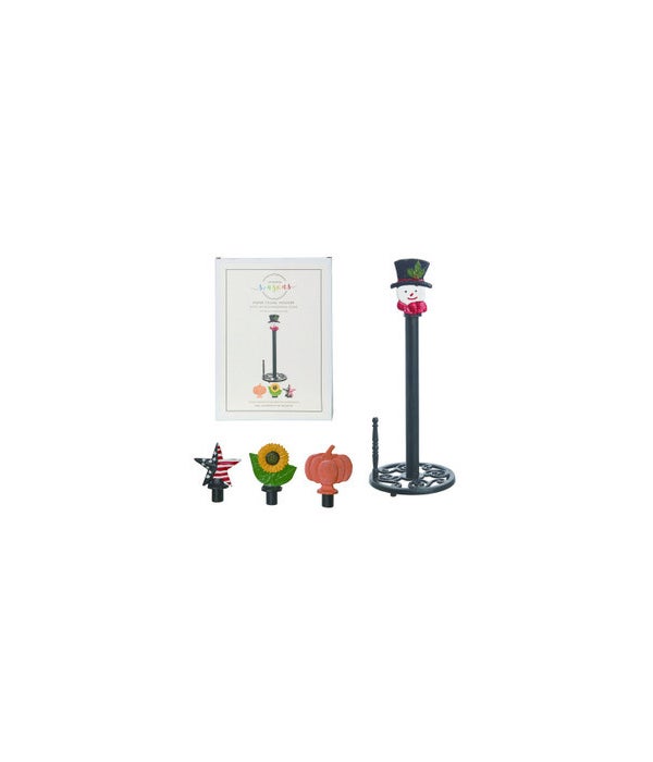 Cast Iron Paper Towel Holder w/Interchangeable Icons S/5