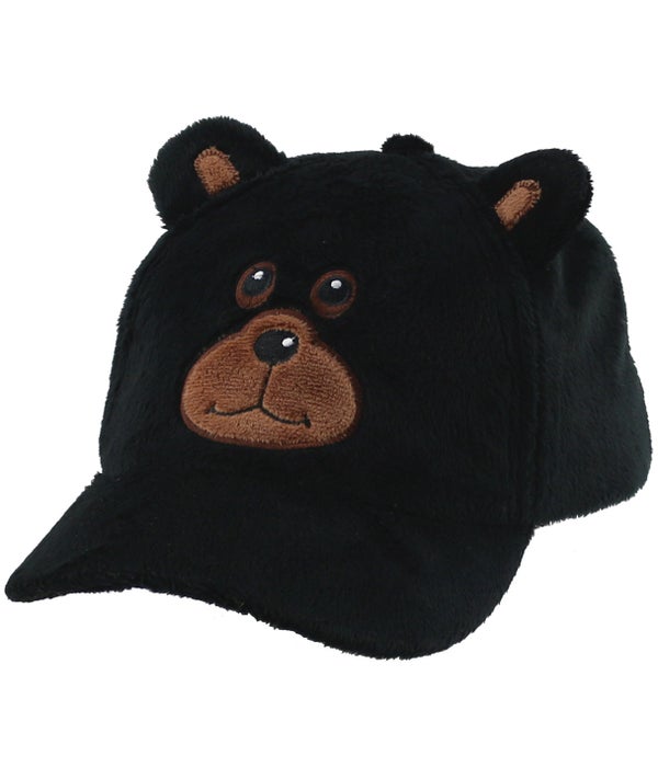 BEAR EMBROIDERED CAP FAUX FUR -