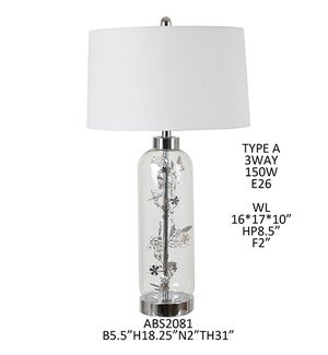 31IN GLASS TABLE LAMPS, 2PCS PK/4.78'
