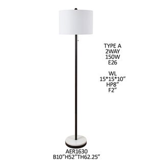 62.25" METAL/ MARBLE FLOOR LAMP, 1PC KD PK/1.78'