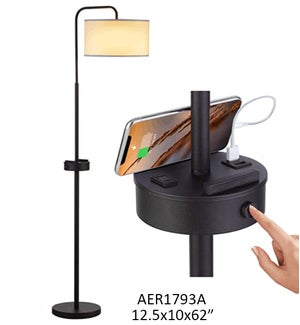 62"H FLOOR LAMP WITH USB & OUTLET