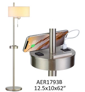 62"H FLOOR LAMP WITH USB & OUTLET