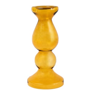 Miramar Large Amber Blown Glass Pillar Candle Holder