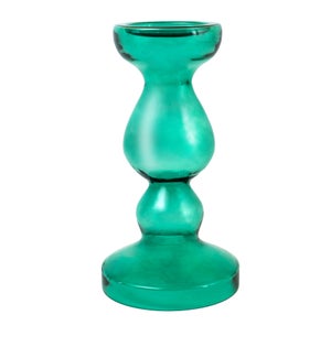 Miramar Medium Emerald Blown Glass Pillar Candle Holder