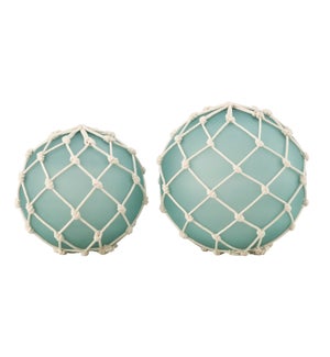 Fisher Buoys Decoration Wrapped with Bleached Rope,Set of 2