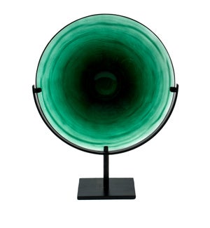Miramar Short Emerald Blown Glass Disc with Stand