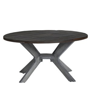 Round Cocktail Table Grey W/ Wood Top