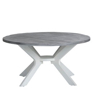 Round Cocktail Table White W/ Silver Top