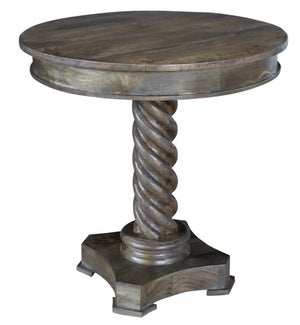 Bengal Manor Mango Wood Carved Rope Twist Accent Table