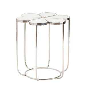 Chantilly White Marble and Metal Accent Table