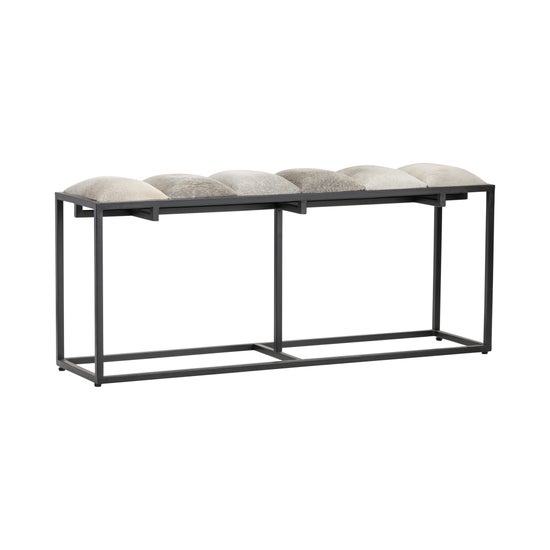Hampton Black Metal and Cowhide Bench