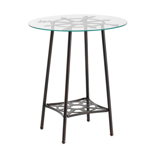 Explorer Round Metal and Glass End Table
