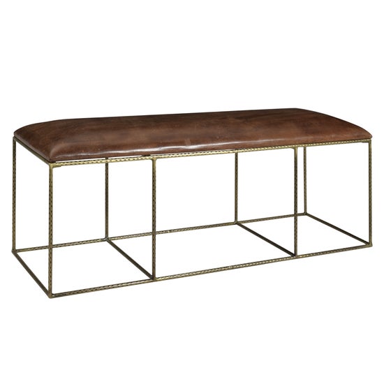 Bengal Manor Dimpled Iron and Leather Bench