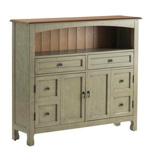 Bedford 2 Drawer / 2 Door Sage Grey Cabinet w/ Wood Top