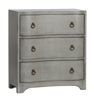 Brookstone 3 Curved Drawer Brushed Grey Linen Finish Chest