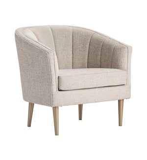 Sutton Metallic Leg and Champagne Linen Upholstered Channel Back Chair