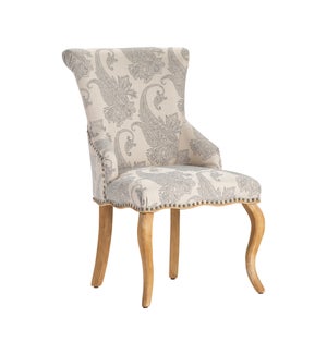Danielle Paisley Upholstered Accent Chair with Distressed Wood Legs